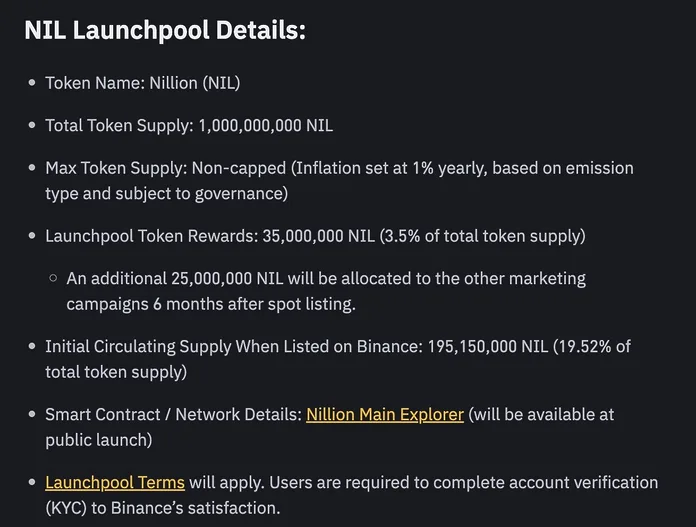 mở giao dịch với các cặp giao dịch NIL/USDT, NIL/BNB, NIL/FDUSD, NIL/USDC và NIL/TRY